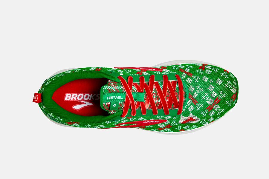 Brooks Running Shoes Womens Green/Red/White - Revel 4 Road - 9167-RVQZO